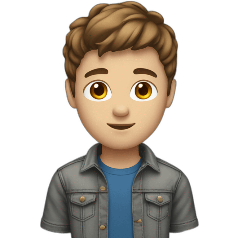 boy with brown hair grey t-shirt blue jeans and black shooses emoji