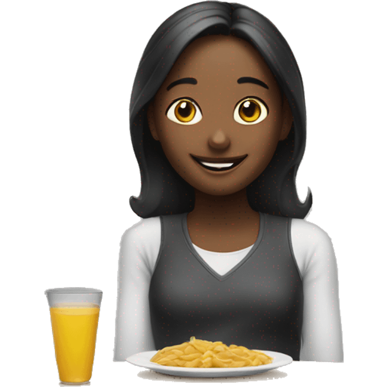 smiling girls at a table emoji