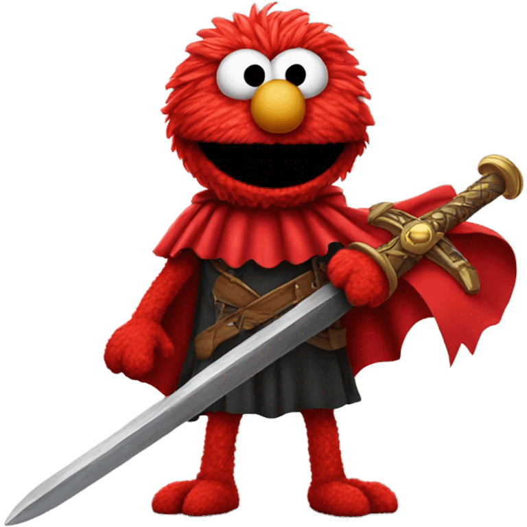 Elmo holding a sword with cape emoji