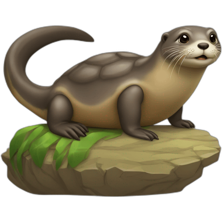 Une loutre sur une tortue emoji