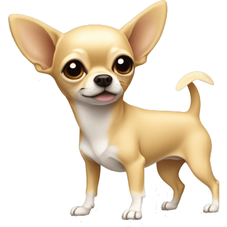 Blonde chihuahua (no white markings) with short hair, big ears, and long legs emoji