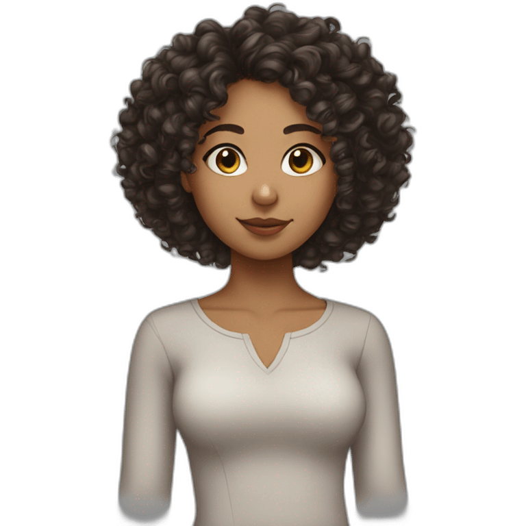 Mixed girl curly hair emoji