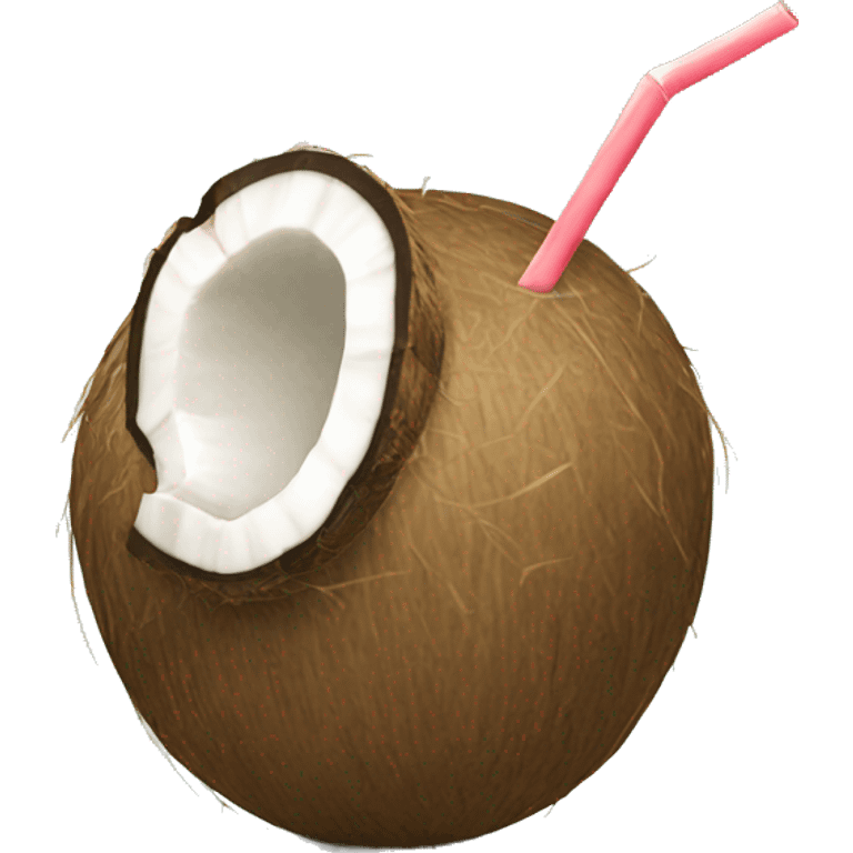 Coconut with straw for coconut water emoji