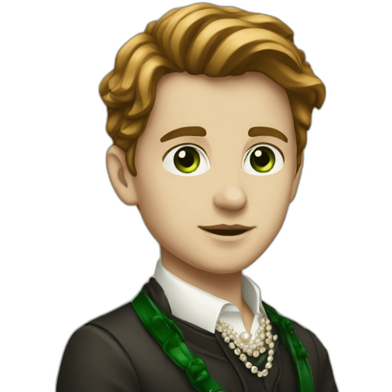 Posh-boy-with-pearl-necklace-and-green-eyes-and-brown-hair emoji