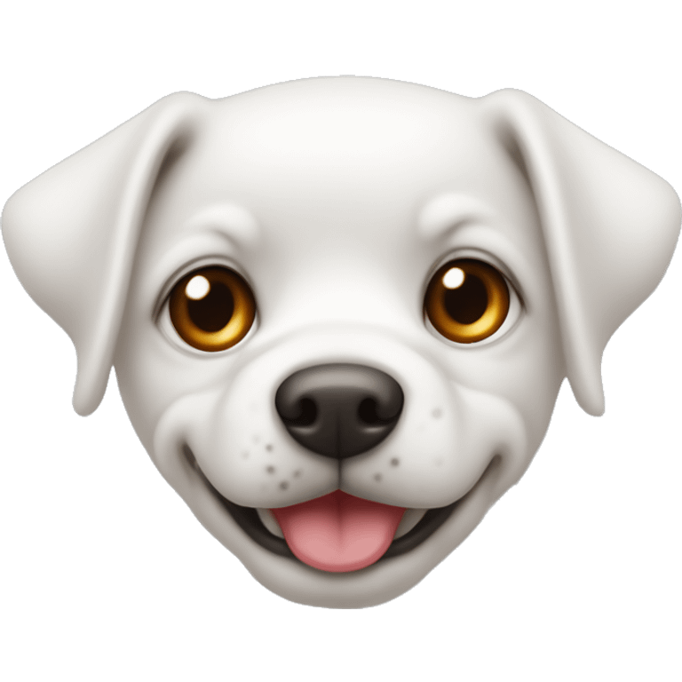 Un cane di piccole dimensioni bianco con gli occhi rossi che sbava emoji