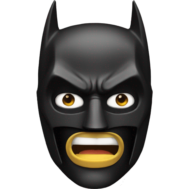 Batman with his mask and a shocked face emoji