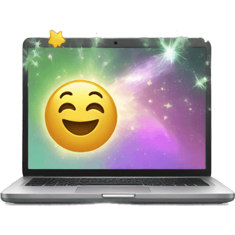 laptop and magic emoji