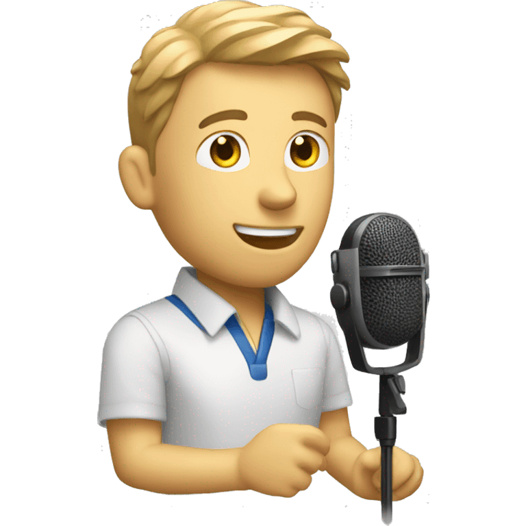 Man volunteer in radio with microphone emoji