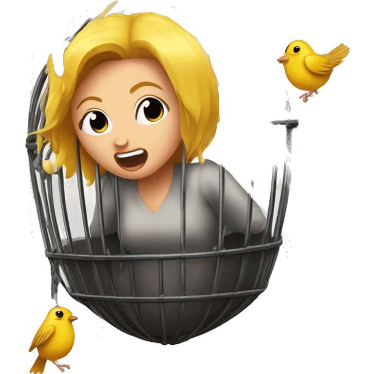 lady on wrecking ball breaking out of bird cage emoji