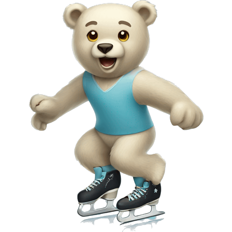 Ice skating bear emoji