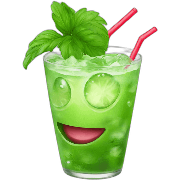 alien drinking mojito emoji