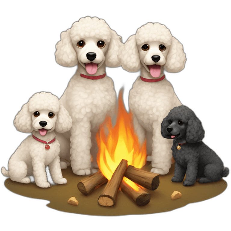 poodles gathered around campfire emoji