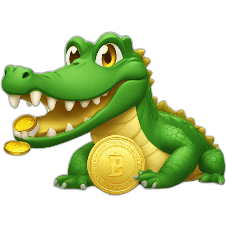 crocodile holding gold coin emoji