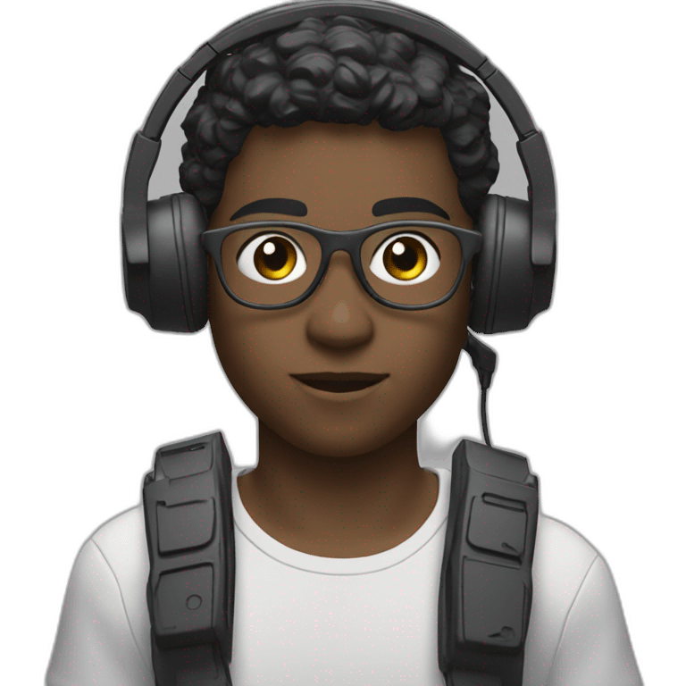 A student playing playstation 5 with headset emoji