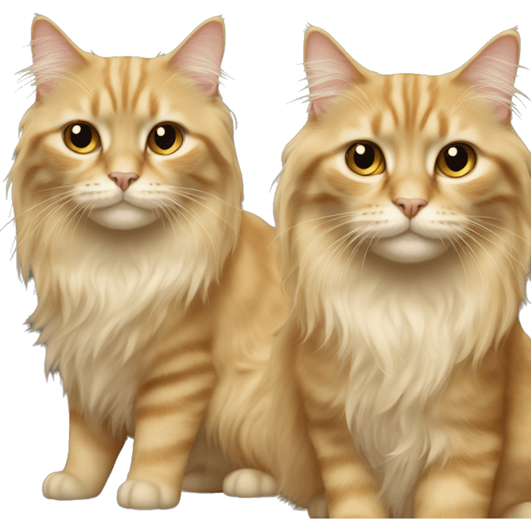 Two longhair cats, one is golden, one is creamy emoji