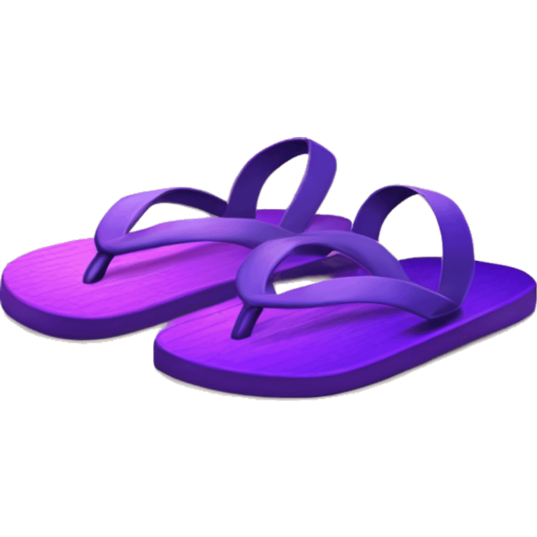 Realistic dark purple gradient pair of summer flip flops isolated. emoji