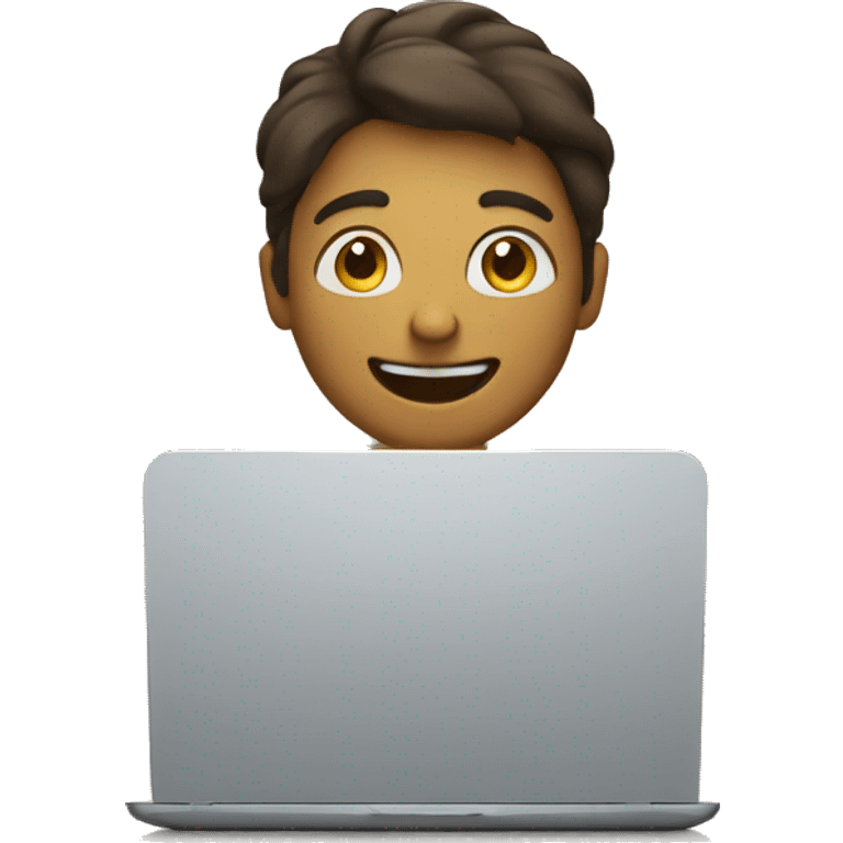 Person looking at a laptop screen with joy emoji