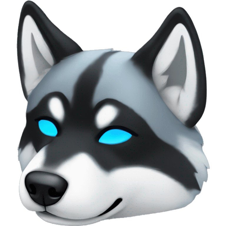 glowing blue and black husky, sleeping  emoji