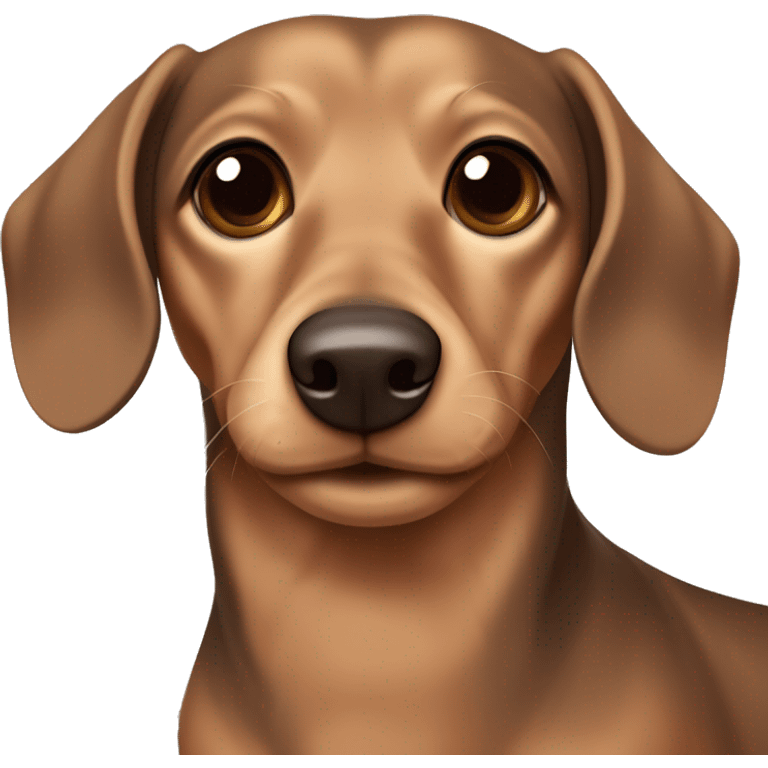 Light sandy brown wired hair dachshund with dark brown ears and no fur on the ears more curly hair and very dark brown ears emoji