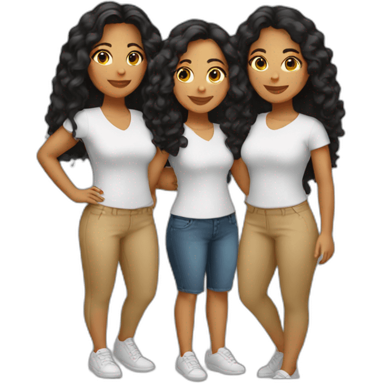 3 latin female friends emoji