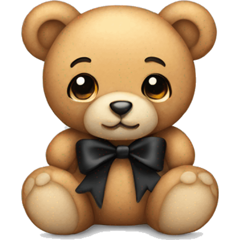 Cute teddy bear with black bow emoji