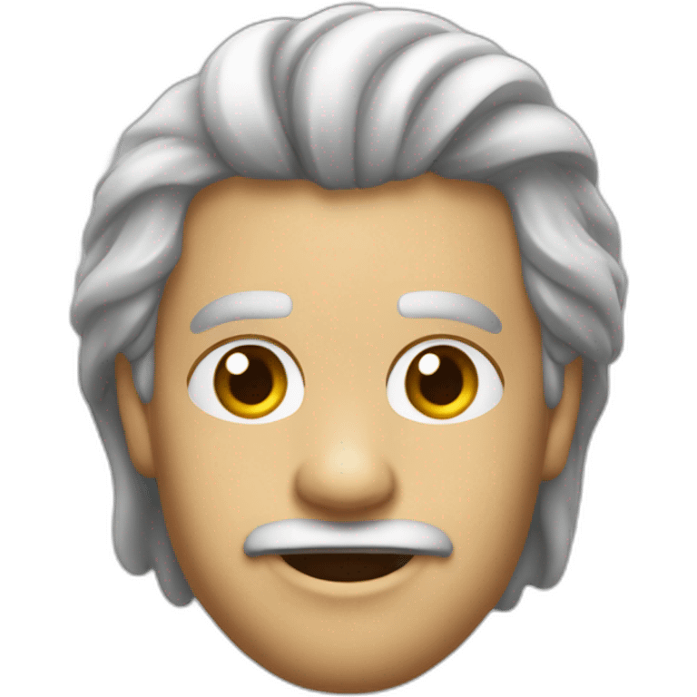 Menino com cabelo partido no meio, usando terno emoji