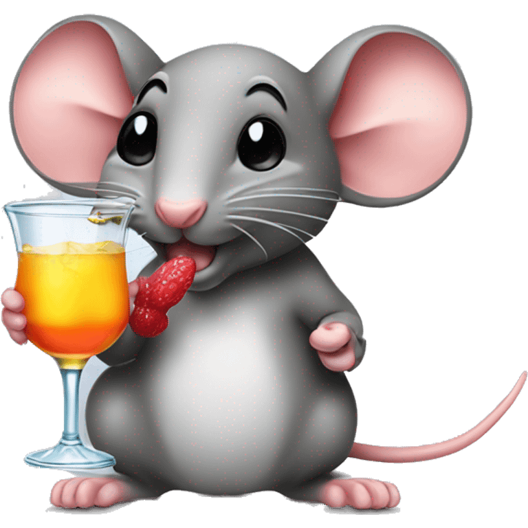 small mouse drinking big cocktail emoji