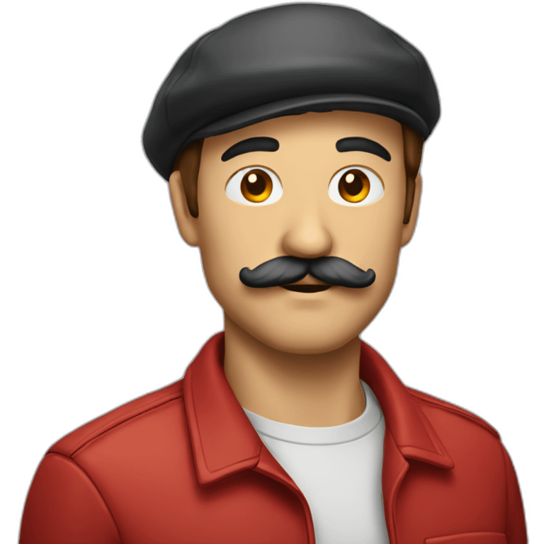 Man with good mustash and red cap  emoji