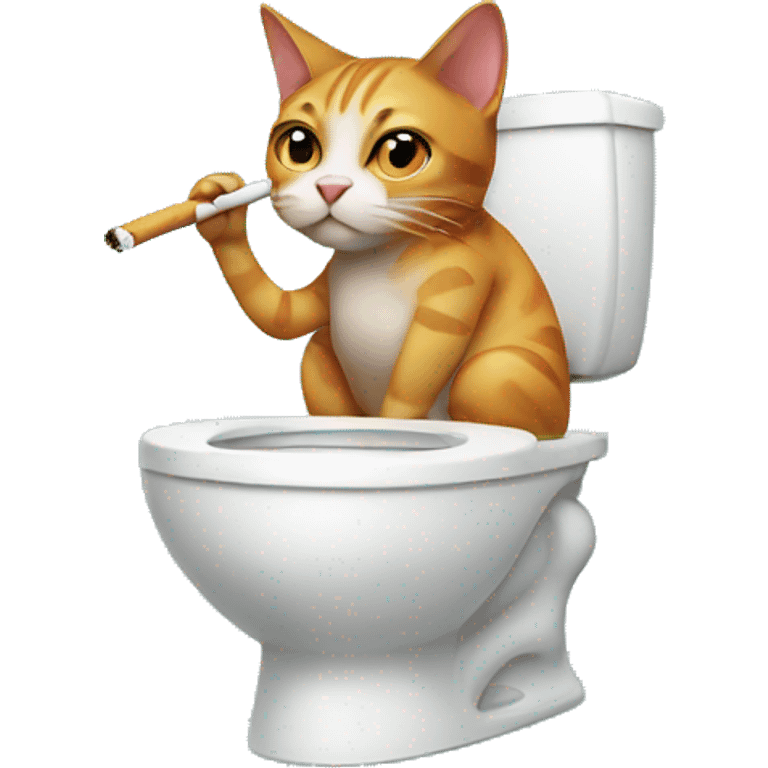 A cat smoking in a toilet emoji