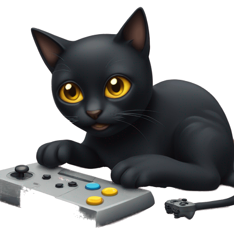 Black cat playing video games emoji