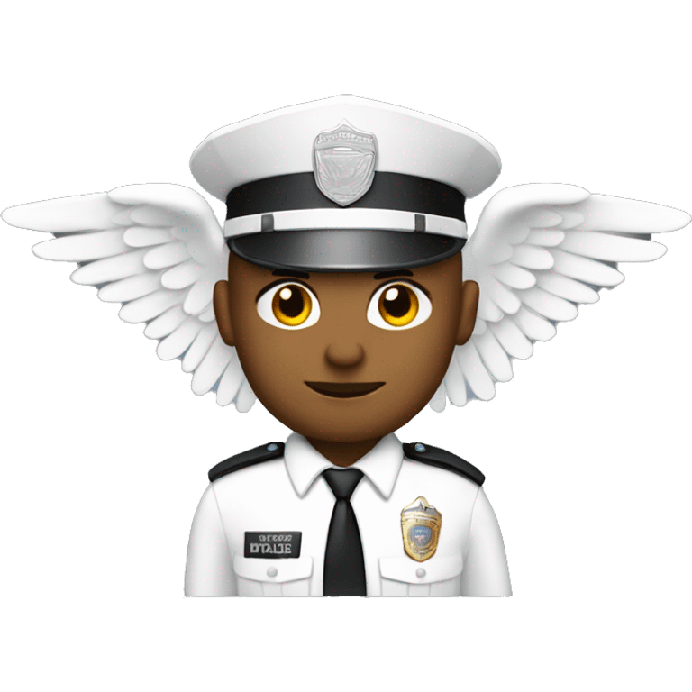 A White Police man bald with cap with Big ANGEL WINGS emoji