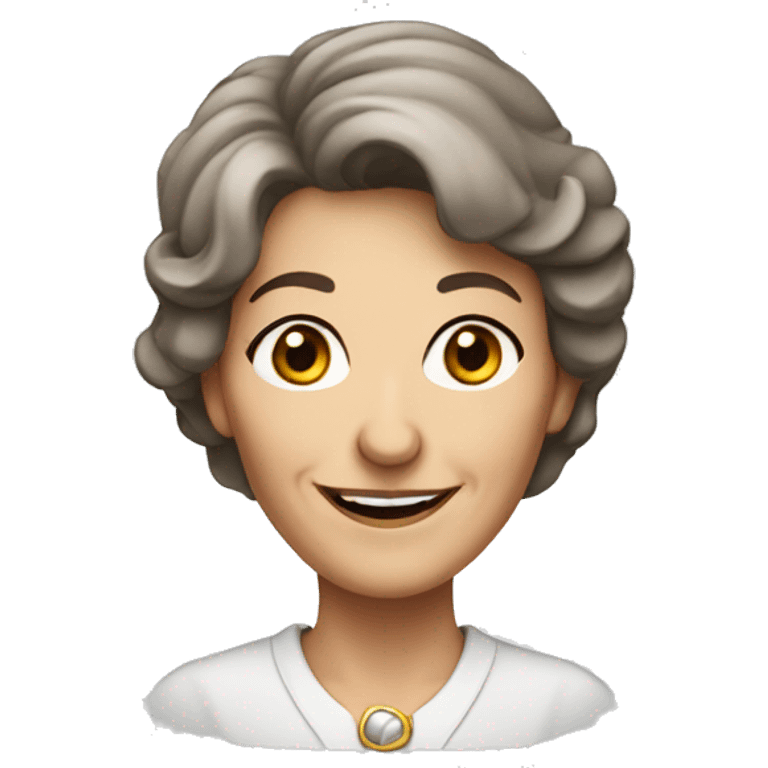 Older short brown- haired lady with a smile and long nose  emoji