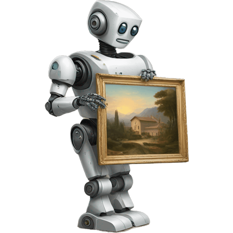 robot holding beautiful painting emoji