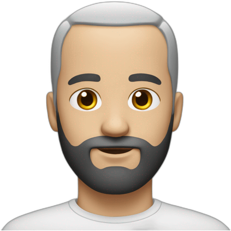 white man with small eyes then black buzz cut and a full black beard emoji