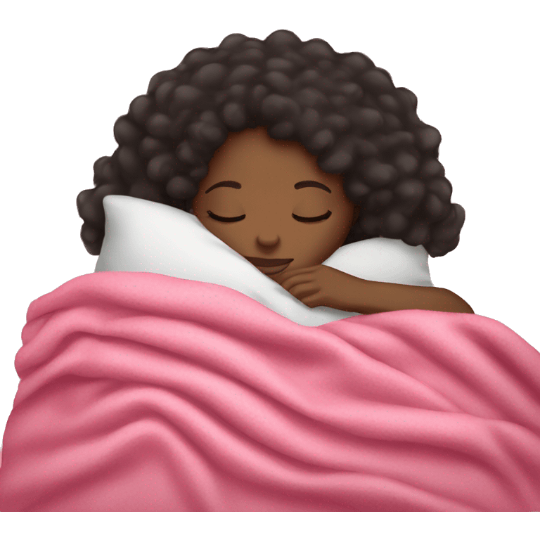 black girl sleeping with pink blanket emoji