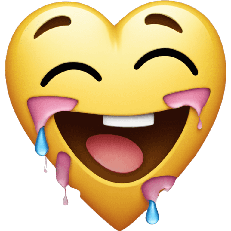 A laughing emoji with tears of joy but holding a broken heart. emoji