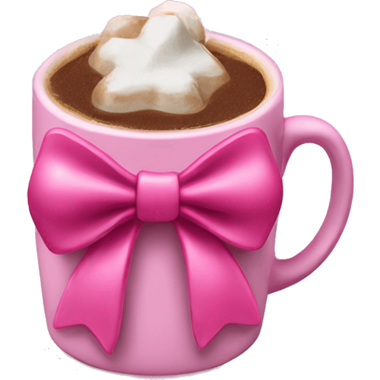 Pink bow on handle of a hot chocolate emoji