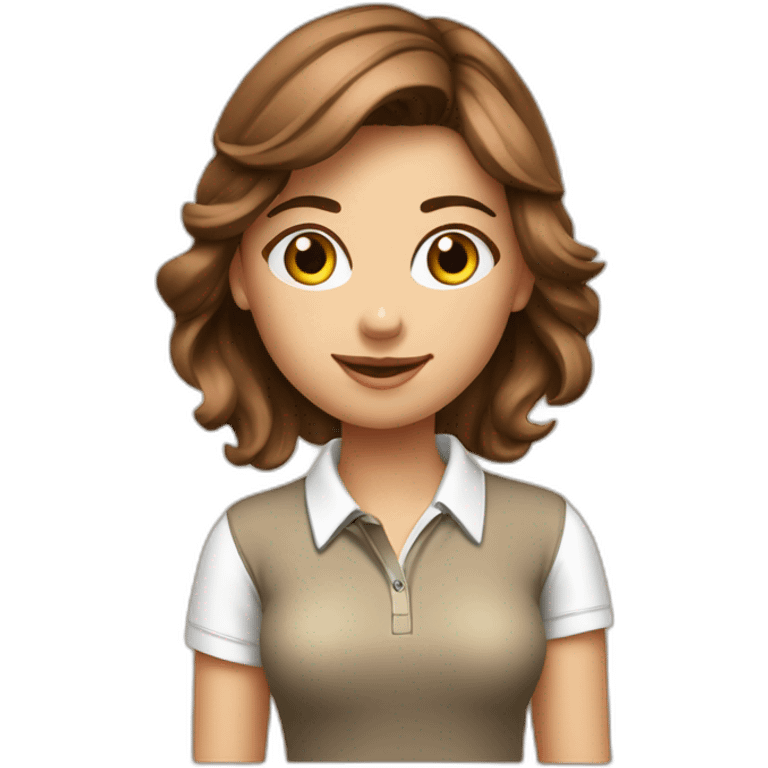 Golf swing beautiful girl head brown  emoji