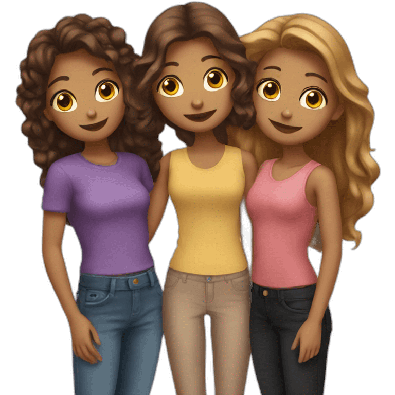 Agirl with four three friends  emoji