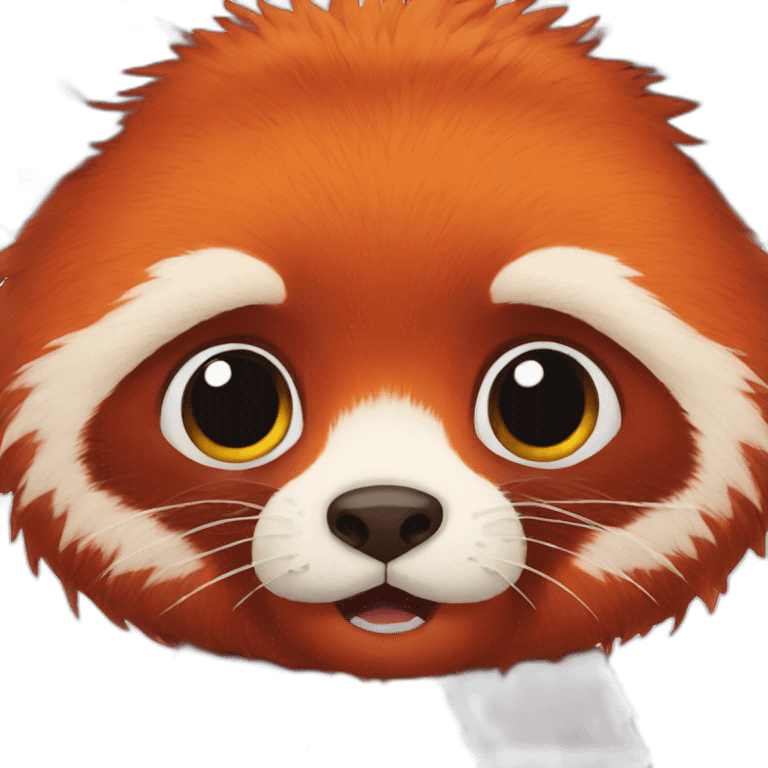 Fluffy red panda scared afraid emoji