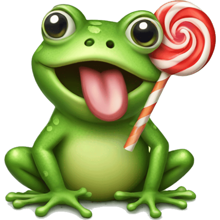 frog with tongue out licking lollipop emoji