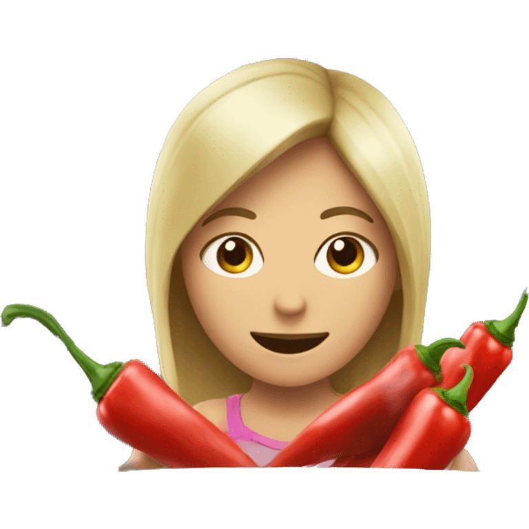 girl in car interior chopping red peppers emoji