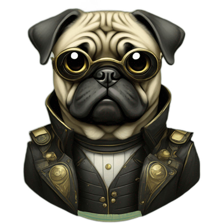 A cyberpunk pug in Art Nouveau style during 1910 emoji