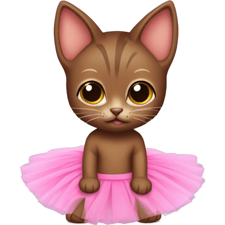 brown kittin in pink tutu emoji