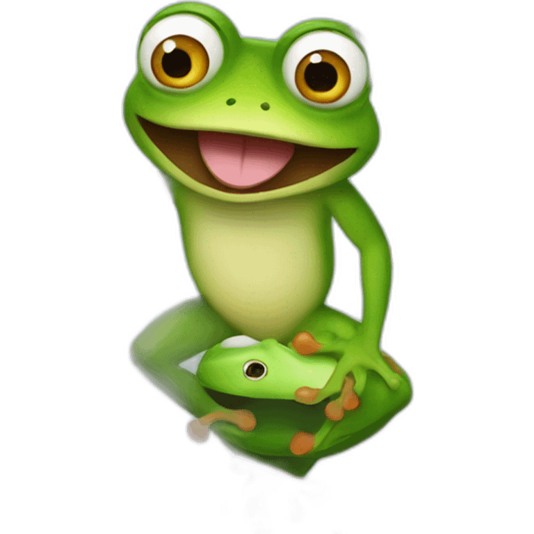 frog with crazy eyes and legs instead of arms in crazy love and obsession of pepsi emoji