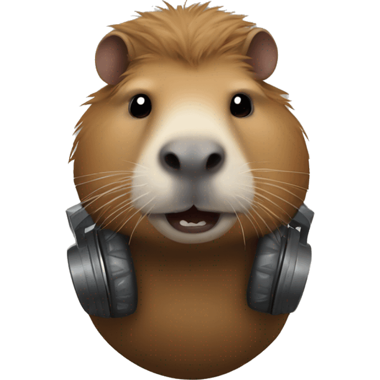 Capybara listening to metal emoji