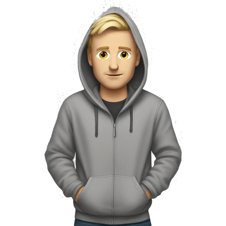 A white man with a pointy hoodie emoji