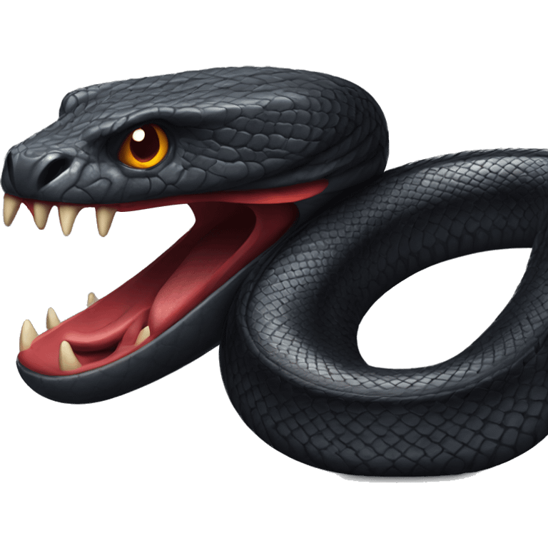 Angry Black snake with red belly detailed emoji