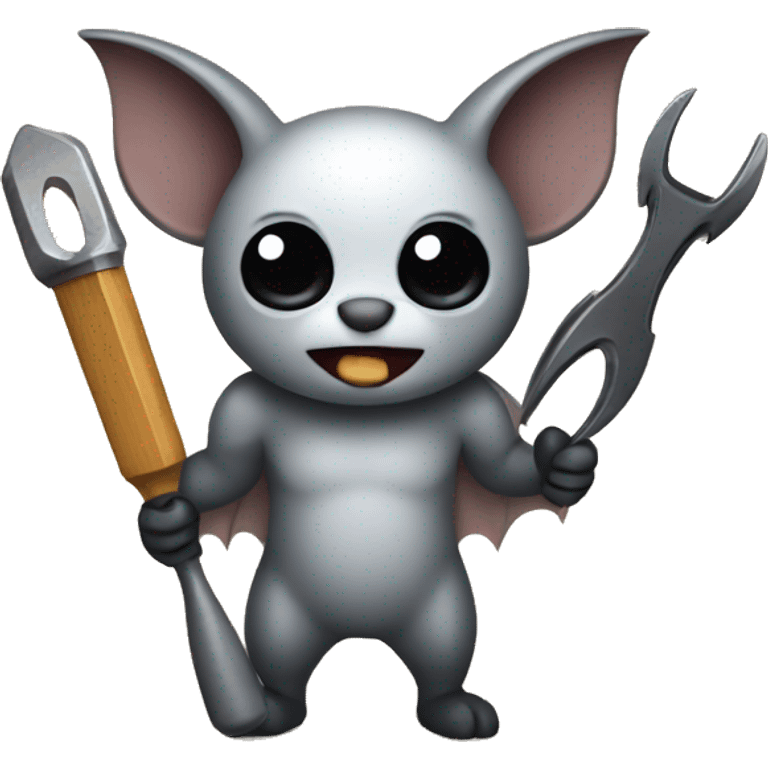 bat holding crafting tools emoji