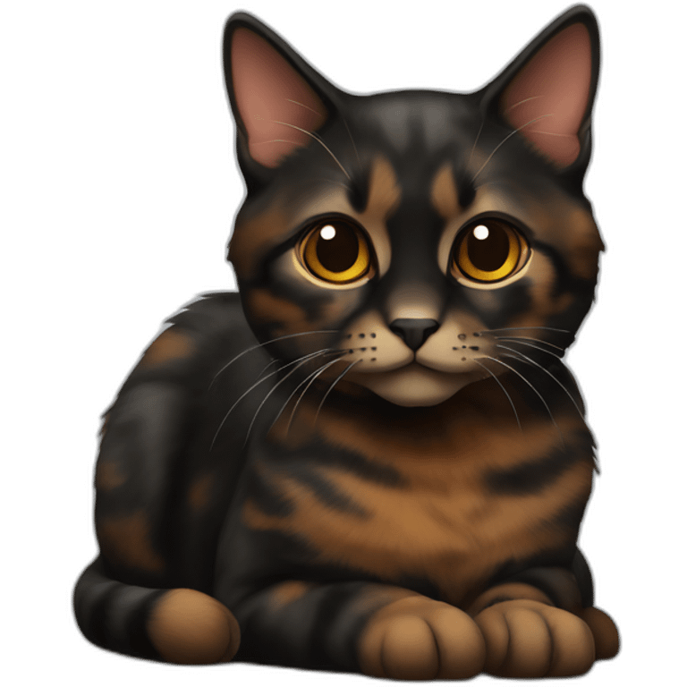 A sit black and brown tortoiseshell cat without white fur emoji